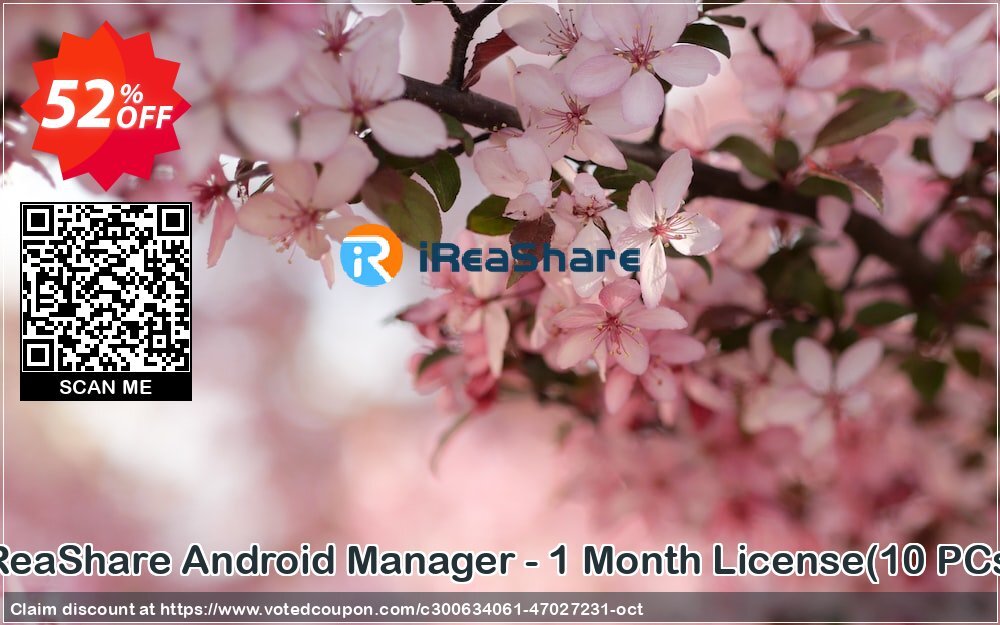 iReaShare Android Manager - Monthly Plan, 10 PCs  Coupon, discount iReaShare Android Manager - 1 Month License(10 PCs) Awful sales code 2024. Promotion: Awful sales code of iReaShare Android Manager - 1 Month License(10 PCs) 2024