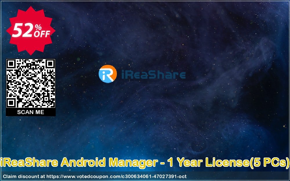 iReaShare Android Manager - Yearly Plan, 5 PCs  Coupon Code Oct 2024, 52% OFF - VotedCoupon