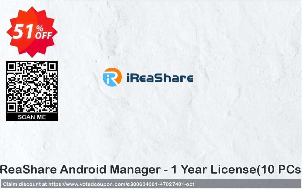 iReaShare Android Manager - Yearly Plan, 10 PCs  Coupon Code Oct 2024, 51% OFF - VotedCoupon