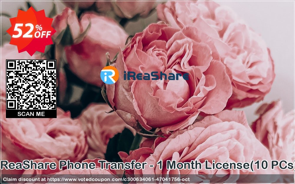 iReaShare Phone Transfer - Monthly Plan, 10 PCs  Coupon, discount iReaShare Phone Transfer - 1 Month License(10 PCs) Staggering sales code 2024. Promotion: Staggering sales code of iReaShare Phone Transfer - 1 Month License(10 PCs) 2024