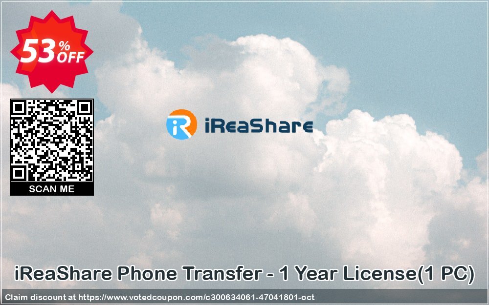 iReaShare Phone Transfer Coupon, discount iReaShare Phone Transfer - 1 Year License(1 PC) Stunning discount code 2024. Promotion: Stunning discount code of iReaShare Phone Transfer - 1 Year License(1 PC) 2024