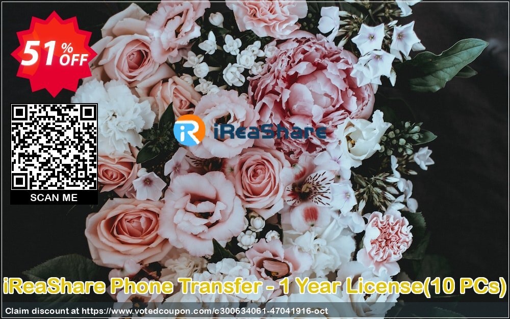 iReaShare Phone Transfer - Yearly Plan, 10 PCs  Coupon Code Oct 2024, 51% OFF - VotedCoupon