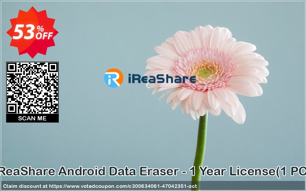 iReaShare Android Data Eraser Coupon, discount iReaShare Android Data Eraser - 1 Year License(1 PC) Wonderful sales code 2024. Promotion: Wonderful sales code of iReaShare Android Data Eraser - 1 Year License(1 PC) 2024