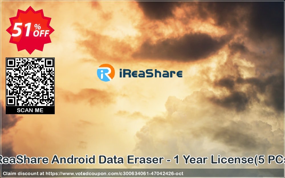 iReaShare Android Data Eraser - Yearly Plan, 5 PCs  Coupon Code Oct 2024, 51% OFF - VotedCoupon