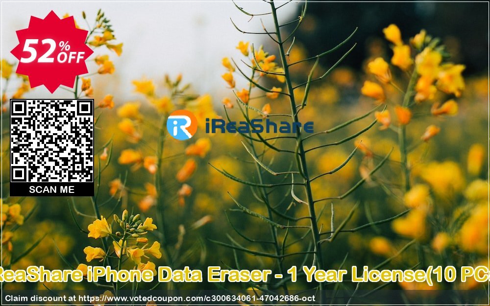 iReaShare iPhone Data Eraser - Yearly Plan, 10 PCs  Coupon Code Oct 2024, 52% OFF - VotedCoupon