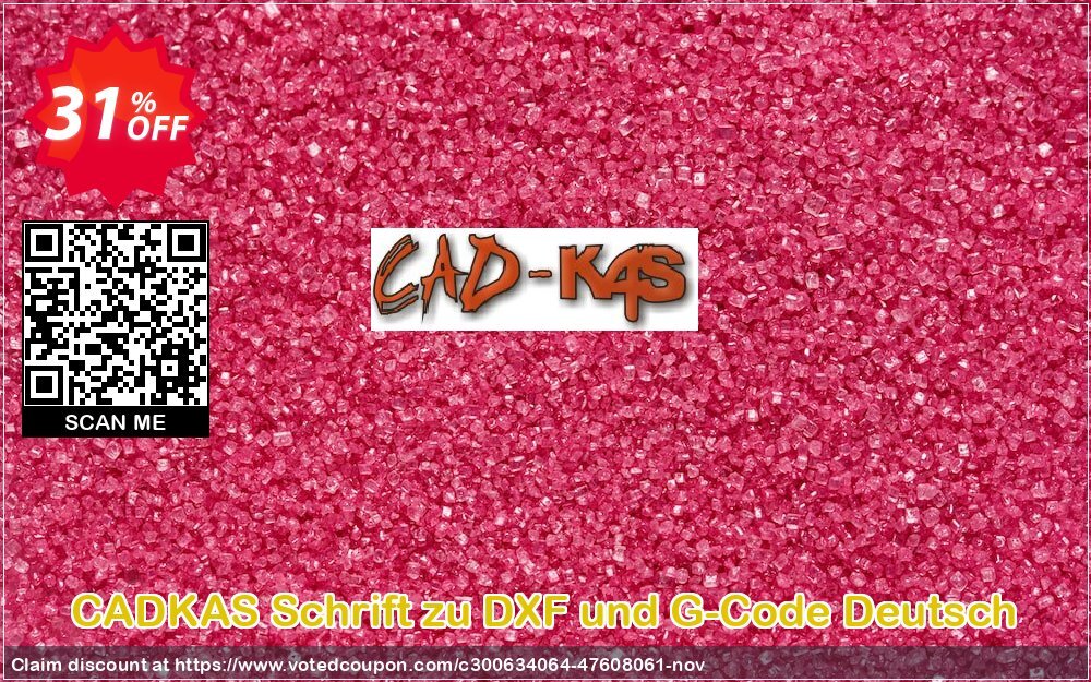 CADKAS Schrift zu DXF und G-Code Deutsch Coupon, discount Schrift zu DXF und G-Code Deutsch Stunning discounts code 2024. Promotion: Stunning discounts code of Schrift zu DXF und G-Code Deutsch 2024