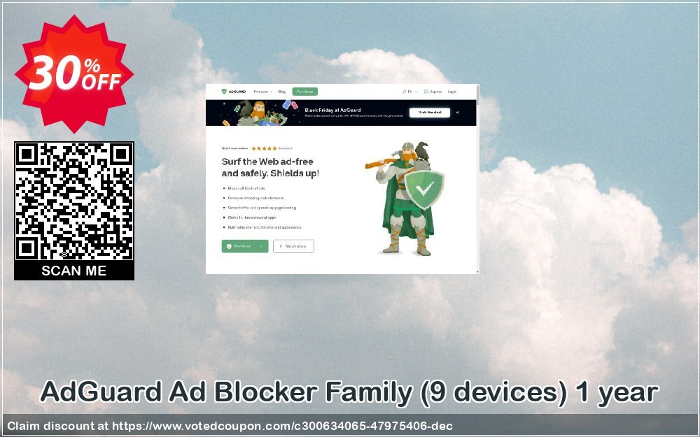 AdGuard Ad Blocker Family, 9 devices Yearly Coupon, discount Black Friday. Promotion: Super promotions code of AdGuard Ad Blocker Family (9 devices) 1 year 2024