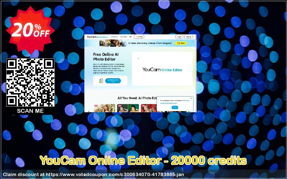 YouCam Online Editor - 20000 credits Coupon Code Jan 2025, 20% OFF - VotedCoupon