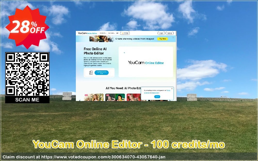 YouCam Online Editor - 100 credits/mo Coupon Code Jan 2025, 28% OFF - VotedCoupon