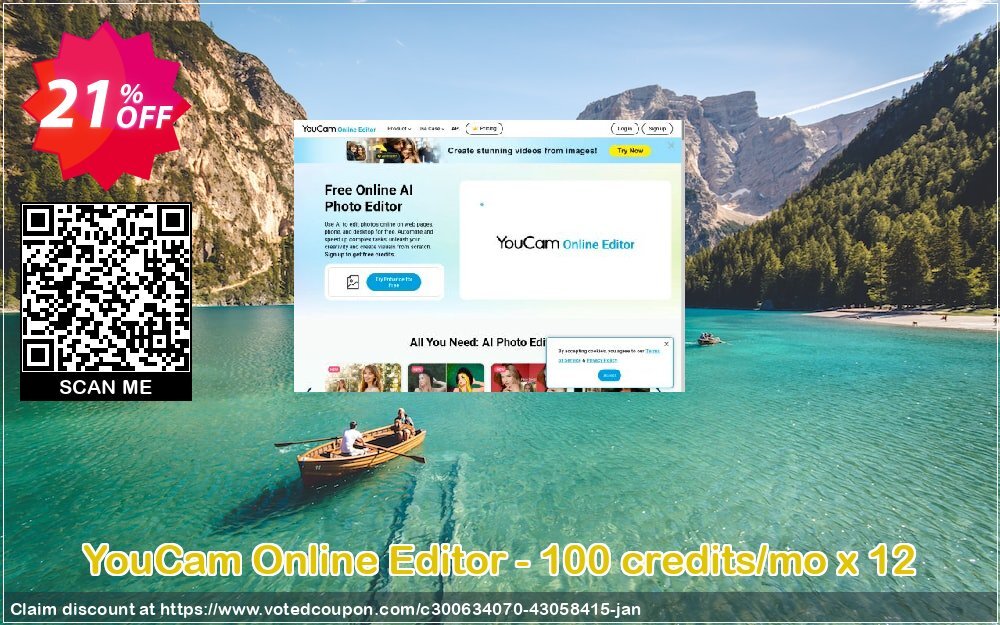 YouCam Online Editor - 100 credits/mo x 12 Coupon Code Jan 2025, 21% OFF - VotedCoupon