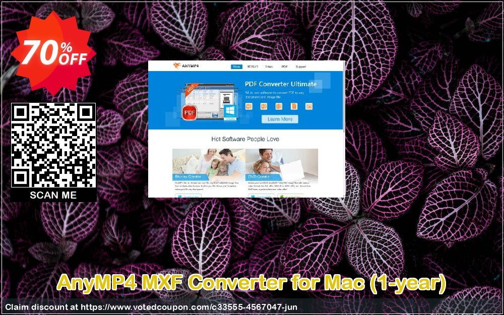 AnyMP4 MXF Converter for MAC, 1-year  Coupon, discount AnyMP4 coupon (33555). Promotion: 