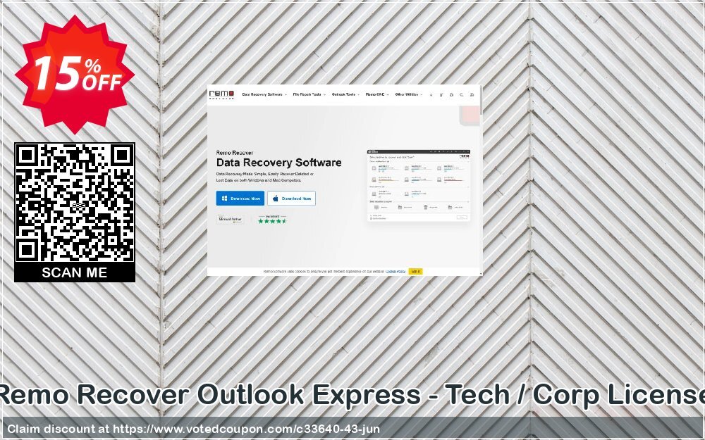 Remo Recover Outlook Express - Tech / Corp Plan Coupon, discount 15% Remosoftware. Promotion: 5% CJ Sitewide