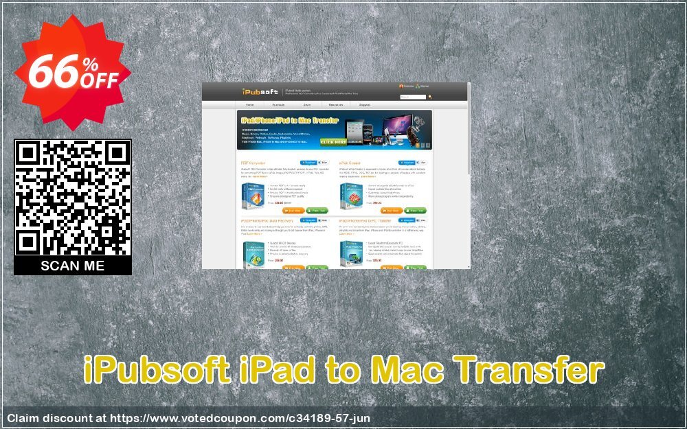 iPubsoft iPad to MAC Transfer Coupon, discount 65% disocunt. Promotion: 