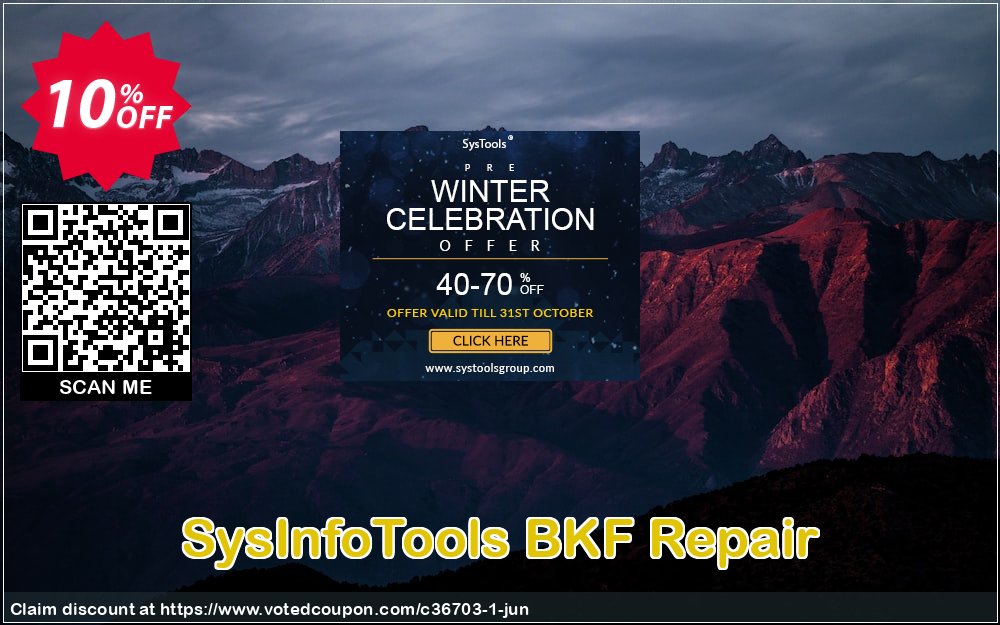 SysInfoTools BKF Repair Coupon, discount SYSINFODISCOUNT. Promotion: Coupon code for SysInfo tools software