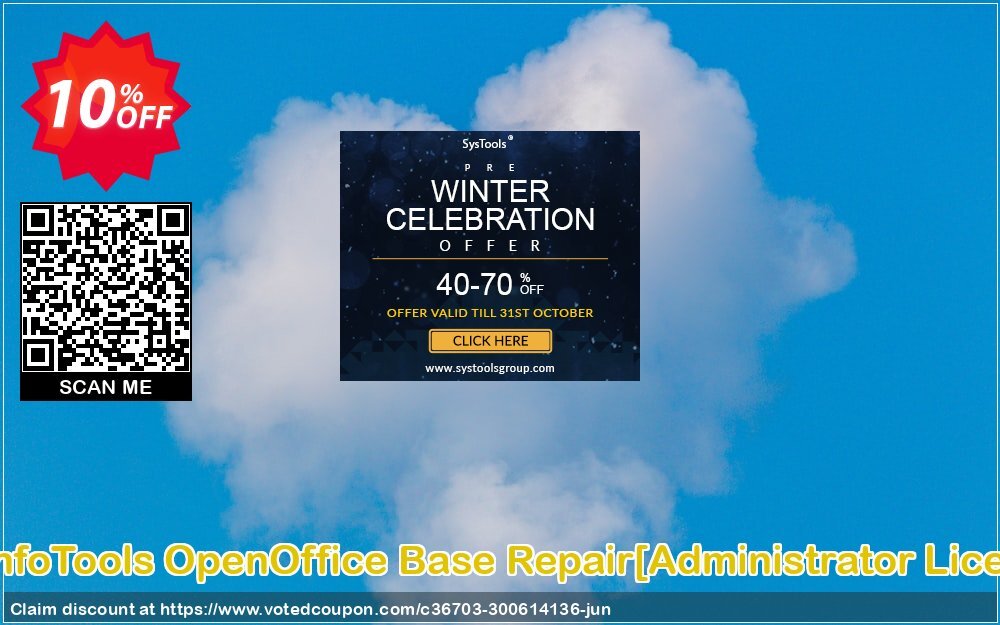 SysInfoTools OpenOffice Base Repair/Administrator Plan/ Coupon, discount Promotion code SysInfoTools OpenOffice Base Repair[Administrator License]. Promotion: Offer SysInfoTools OpenOffice Base Repair[Administrator License] special discount 