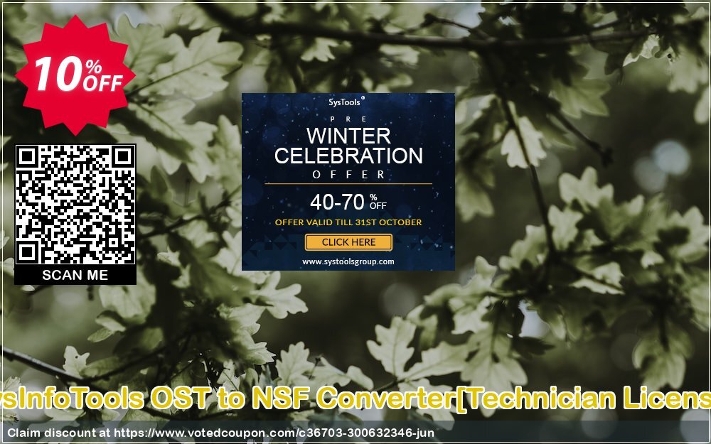 SysInfoTools OST to NSF Converter/Technician Plan/ Coupon, discount Promotion code SysInfoTools OST to NSF Converter[Technician License]. Promotion: Offer SysInfoTools OST to NSF Converter[Technician License] special discount 