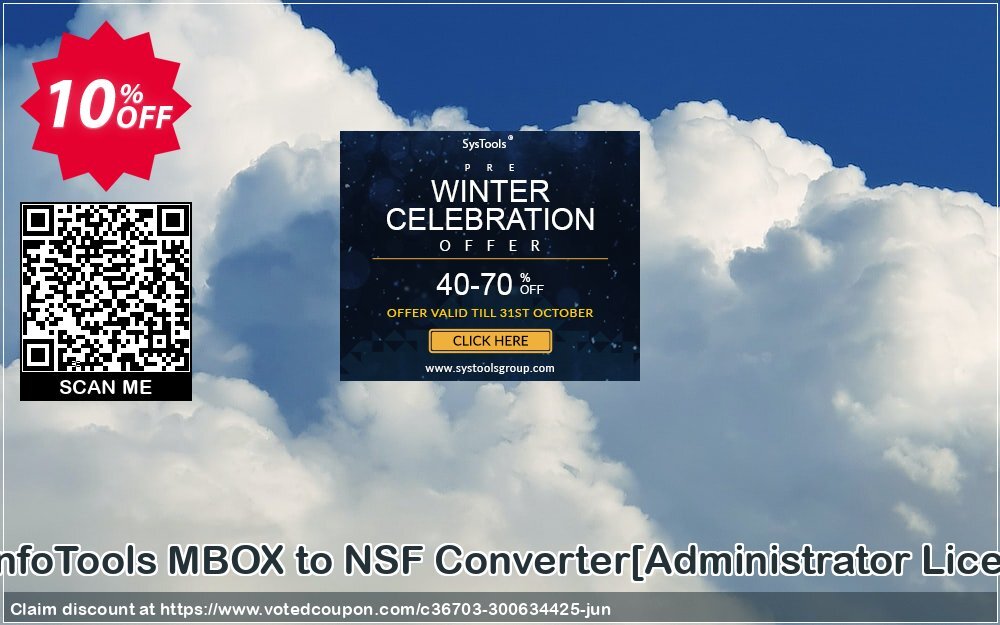 SysInfoTools MBOX to NSF Converter/Administrator Plan/ Coupon, discount Promotion code SysInfoTools MBOX to NSF Converter[Administrator License]. Promotion: Offer SysInfoTools MBOX to NSF Converter[Administrator License] special discount 