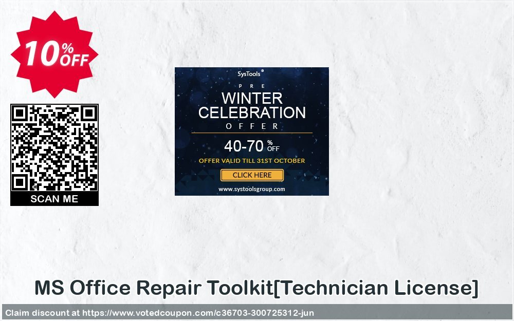 MS Office Repair Toolkit/Technician Plan/ Coupon, discount Promotion code MS Office Repair Toolkit[Technician License]. Promotion: Offer MS Office Repair Toolkit[Technician License] special discount 
