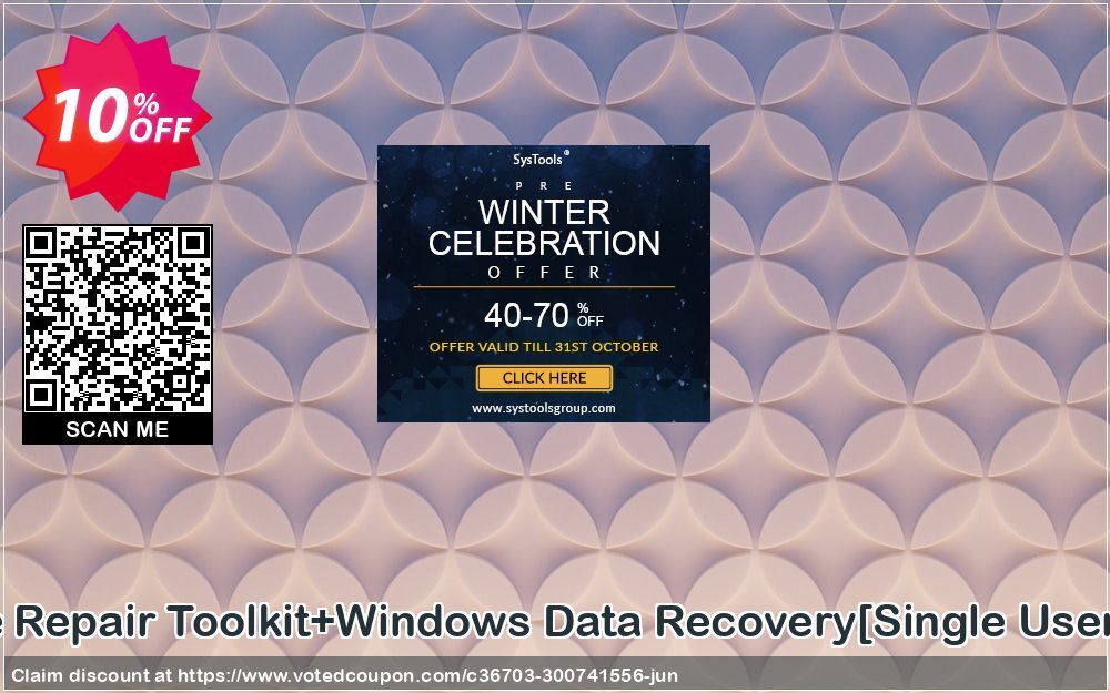 MS Office Repair Toolkit+WINDOWS Data Recovery/Single User Plan/ Coupon, discount Promotion code MS Office Repair Toolkit+Windows Data Recovery[Single User License]. Promotion: Offer MS Office Repair Toolkit+Windows Data Recovery[Single User License] special discount 