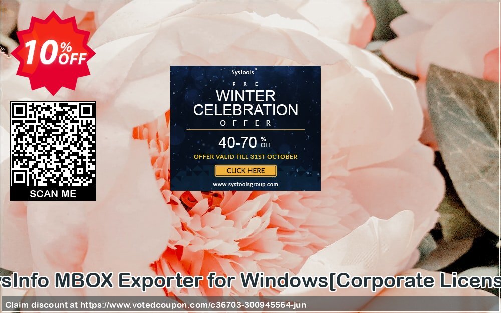 SysInfo MBOX Exporter for WINDOWS/Corporate Plan/ Coupon, discount Promotion code SysInfo MBOX Exporter for Windows[Corporate License]. Promotion: Offer SysInfo MBOX Exporter for Windows[Corporate License] special discount 