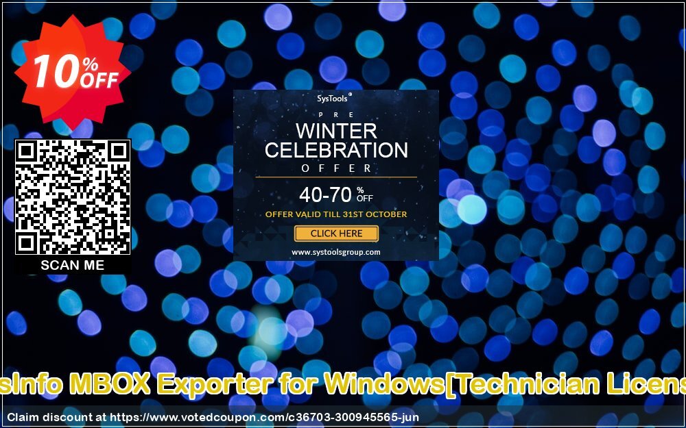SysInfo MBOX Exporter for WINDOWS/Technician Plan/ Coupon, discount Promotion code SysInfo MBOX Exporter for Windows[Technician License]. Promotion: Offer SysInfo MBOX Exporter for Windows[Technician License] special discount 