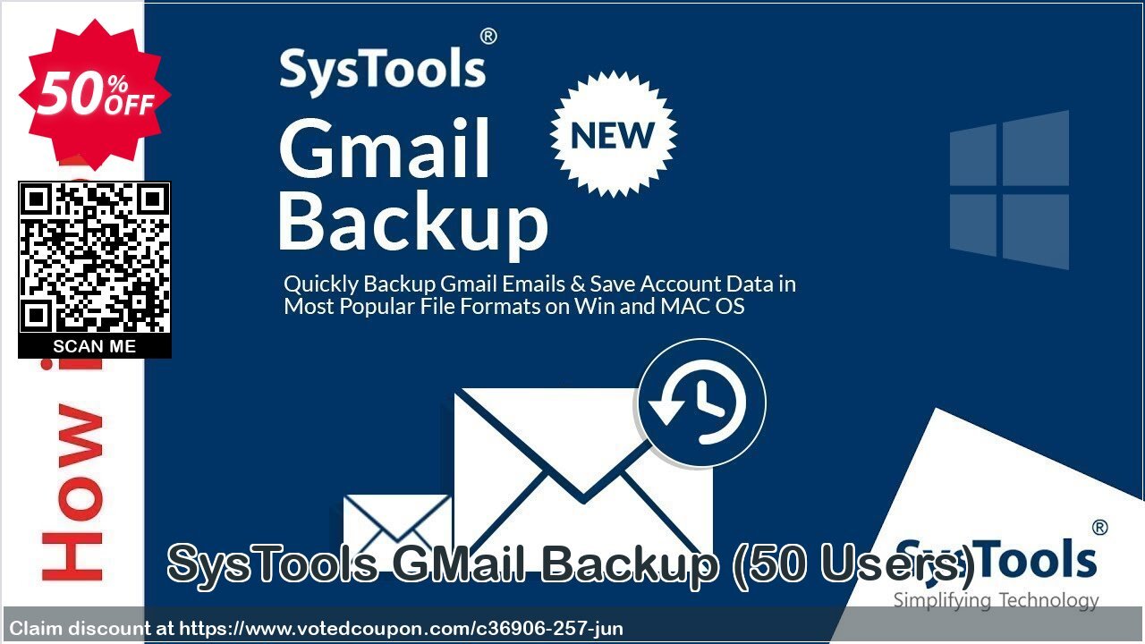 SysTools GMail Backup, 50 Users  Coupon Code Jun 2024, 50% OFF - VotedCoupon