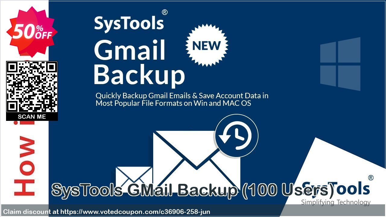 SysTools GMail Backup, 100 Users  Coupon Code Jun 2024, 50% OFF - VotedCoupon