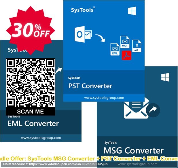 Bundle Offer: SysTools MSG Converter + PST Converter + EML Converter Coupon, discount SysTools Pre-Summer Offer. Promotion: Awesome sales code of Bundle Offer - SysTools MSG Converter + PST Converter + EML Converter 2024