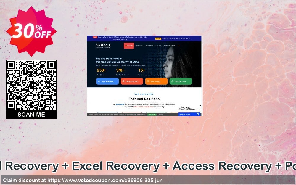 Bundle Offer - Word Recovery + Excel Recovery + Access Recovery + PowerPoint Recovery Coupon, discount SysTools coupon 36906. Promotion: 
