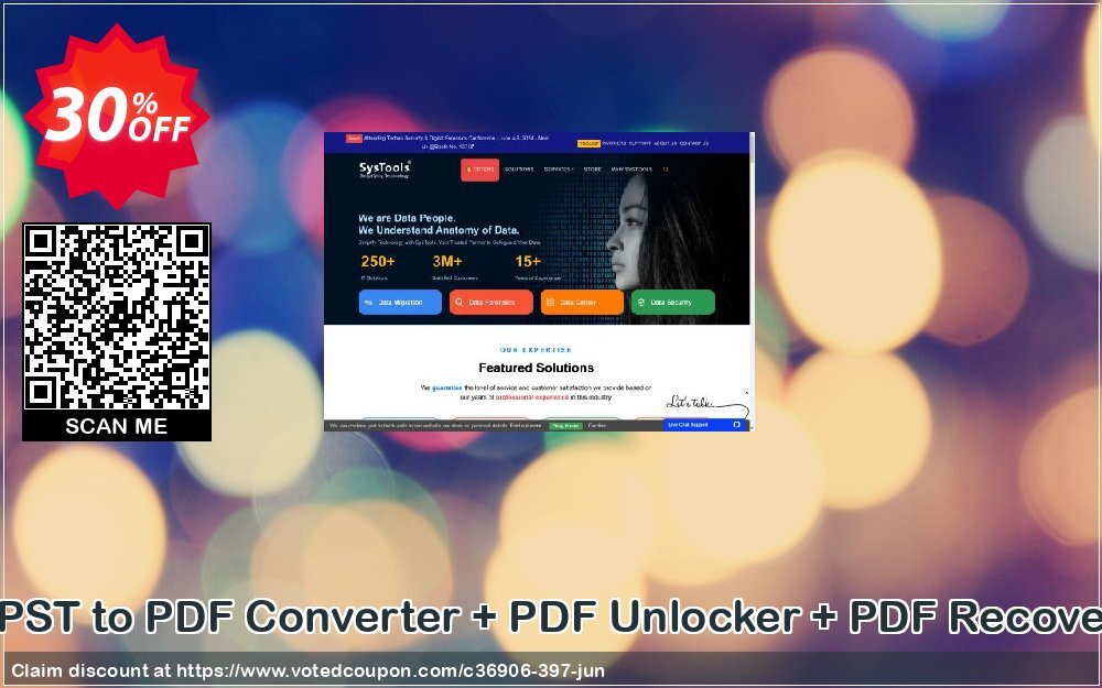 Bundle Offer - Outlook PST to PDF Converter + PDF Unlocker + PDF Recovery, Enterprise Plan  Coupon, discount SysTools coupon 36906. Promotion: 
