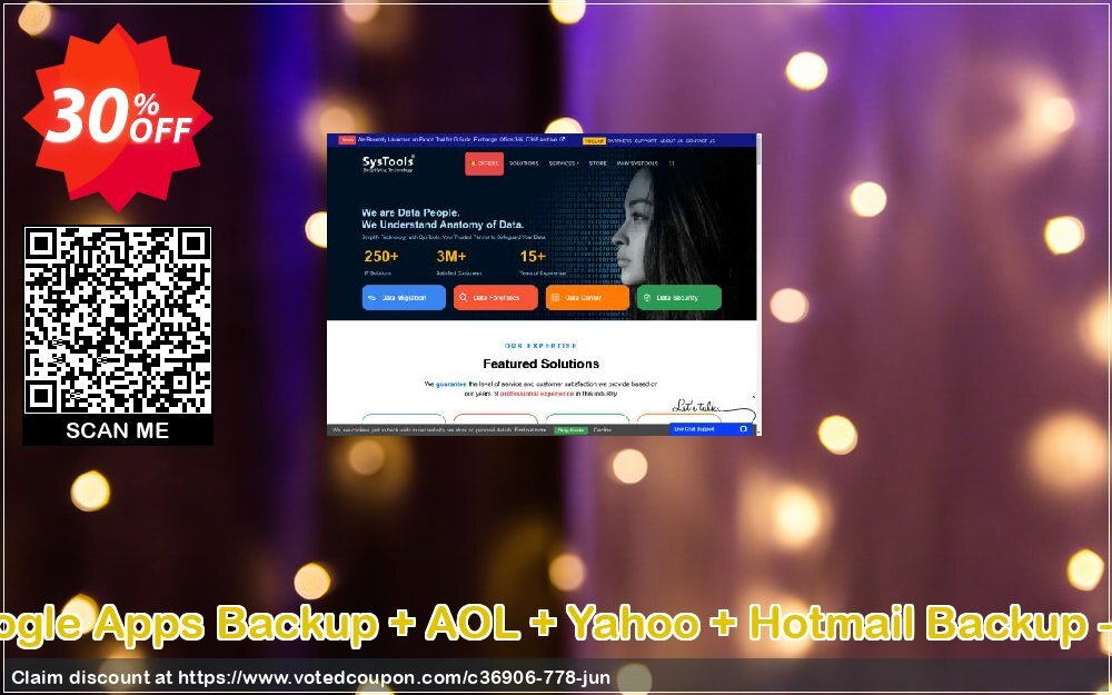 Bundle Offer - Google Apps Backup + AOL + Yahoo + Hotmail Backup - 10 Users Plan Coupon, discount SysTools coupon 36906. Promotion: 