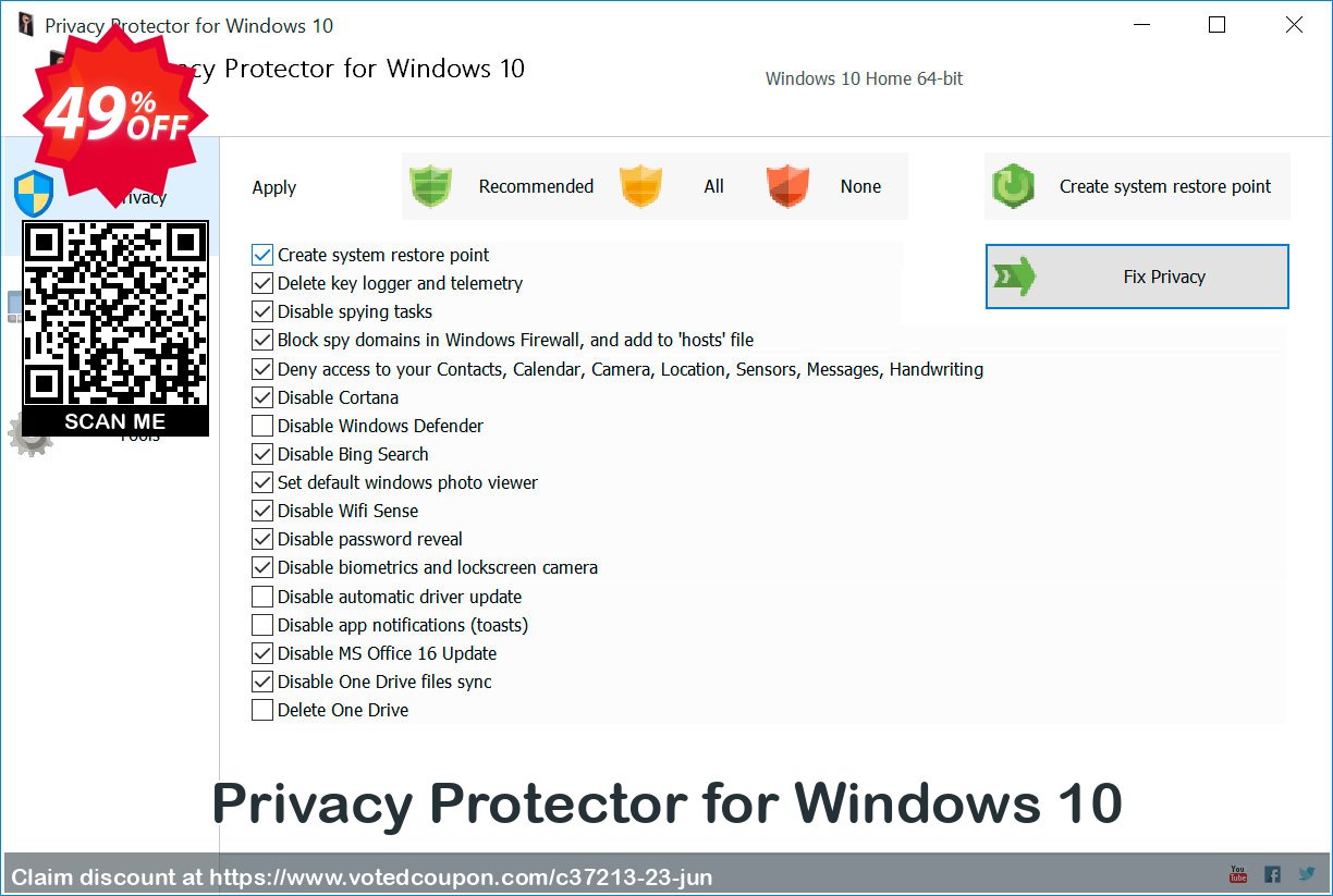 Privacy Protector for WINDOWS 10 Coupon, discount 30% Discount. Promotion: 
