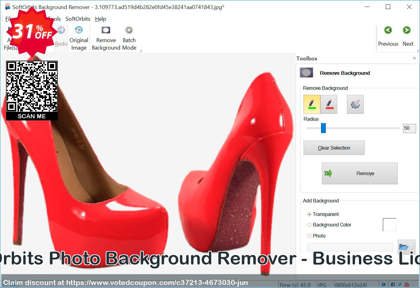 SoftOrbits Photo Background Remover - Business Plan Coupon, discount 30% Discount. Promotion: fearsome sales code of Photo Background Remover - Business License 2024