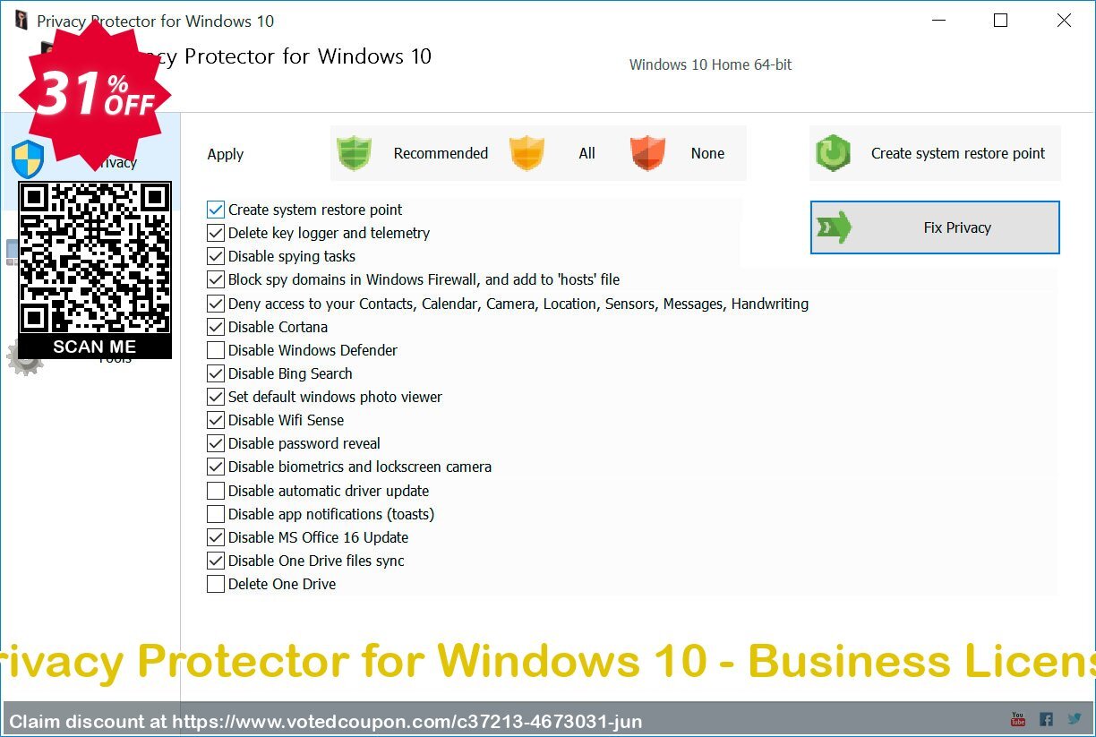 Privacy Protector for WINDOWS 10 - Business Plan Coupon, discount 30% Discount. Promotion: dreaded deals code of Privacy Protector for Windows 10 - Business License 2024