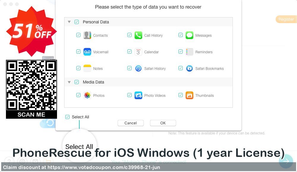 PhoneRescue for iOS WINDOWS, Yearly Plan  Coupon, discount Coupon Imobie promotion 2 (39968). Promotion: 30OFF Coupon Imobie