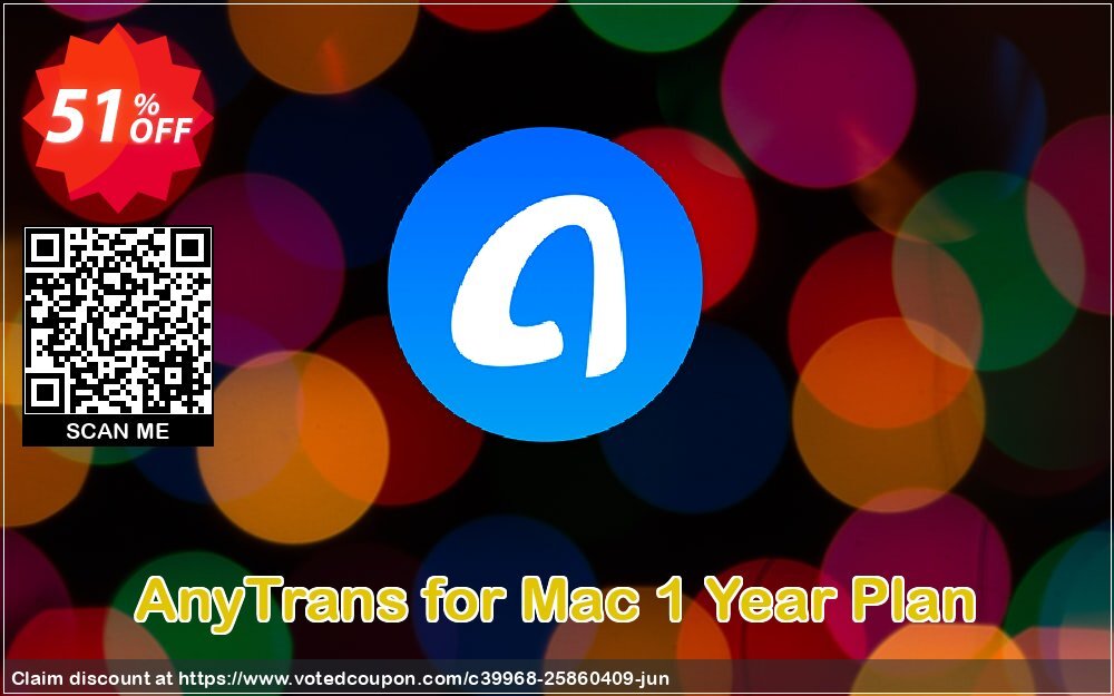 AnyTrans for MAC Yearly Plan Coupon, discount 50% OFF AnyTrans for Mac 1 Year Plan, verified. Promotion: Super discount code of AnyTrans for Mac 1 Year Plan, tested & approved