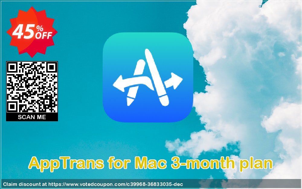 AppTrans for MAC 3-month plan Coupon, discount 50% OFF AppTrans for Mac 3-month plan, verified. Promotion: Super discount code of AppTrans for Mac 3-month plan, tested & approved