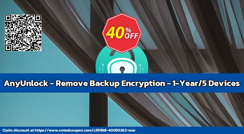 AnyUnlock - Remove Backup Encryption - 1-Year/5 Devices Coupon Code Jun 2024, 43% OFF - VotedCoupon