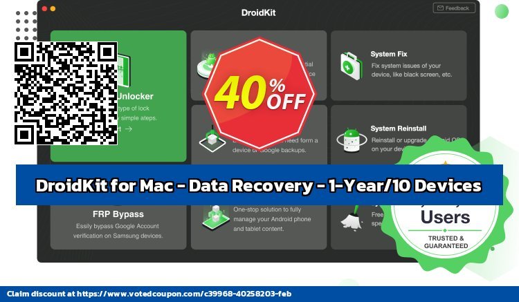 DroidKit for MAC - Data Recovery - 1-Year/10 Devices Coupon, discount DroidKit for Mac - Data Recovery - 1-Year Subscription/10 Devices Super promotions code 2024. Promotion: Super promotions code of DroidKit for Mac - Data Recovery - 1-Year Subscription/10 Devices 2024