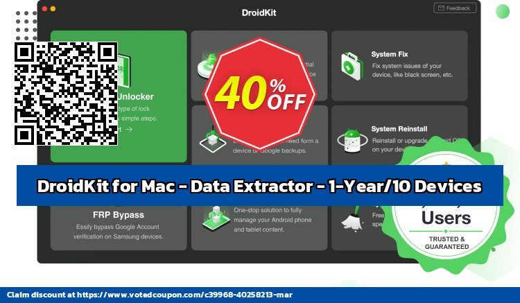 DroidKit for MAC - Data Extractor - 1-Year/10 Devices Coupon, discount DroidKit for Mac - Data Extractor - 1-Year Subscription/10 Devices Staggering offer code 2024. Promotion: Staggering offer code of DroidKit for Mac - Data Extractor - 1-Year Subscription/10 Devices 2024