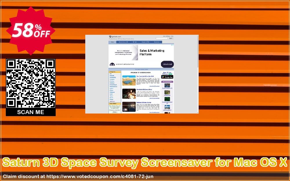 Saturn 3D Space Survey Screensaver for MAC OS X Coupon, discount 50% bundle discount. Promotion: 
