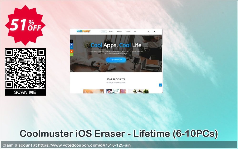 Coolmuster iOS Eraser - Lifetime, 6-10PCs  Coupon Code Jun 2024, 51% OFF - VotedCoupon