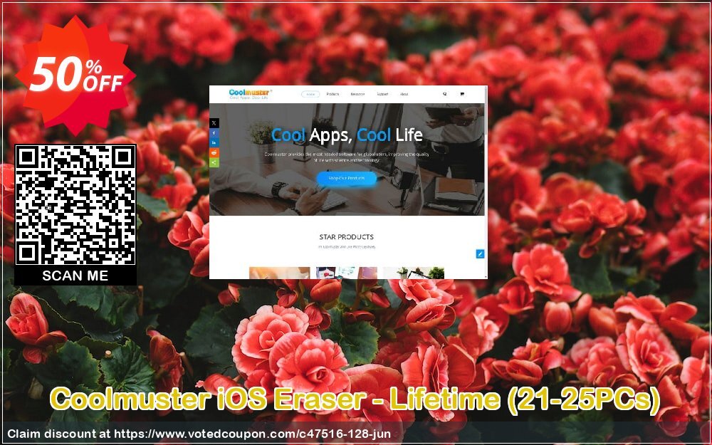 Coolmuster iOS Eraser - Lifetime, 21-25PCs  Coupon, discount affiliate discount. Promotion: 