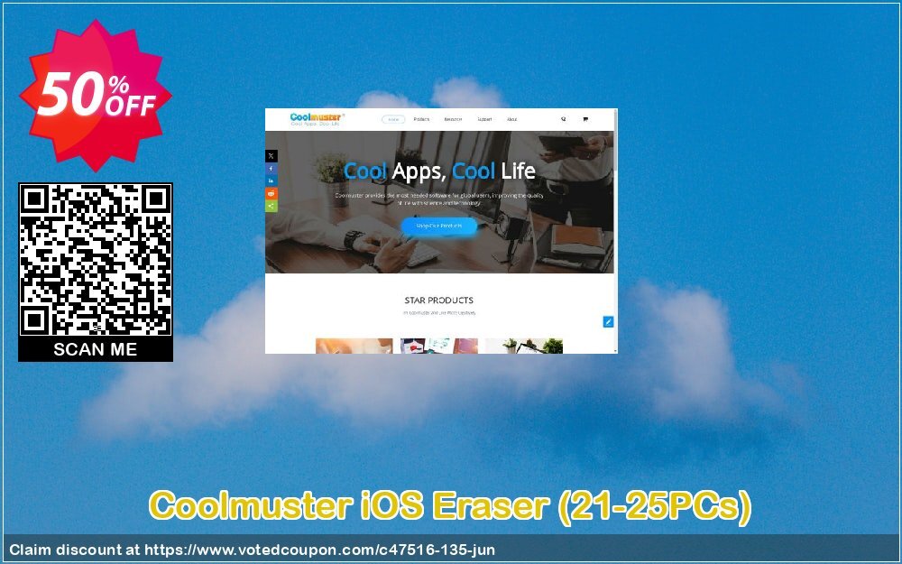 Coolmuster iOS Eraser, 21-25PCs  Coupon, discount affiliate discount. Promotion: 