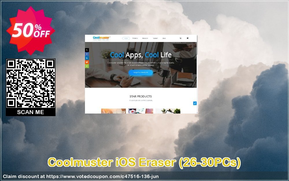 Coolmuster iOS Eraser, 26-30PCs  Coupon, discount affiliate discount. Promotion: 