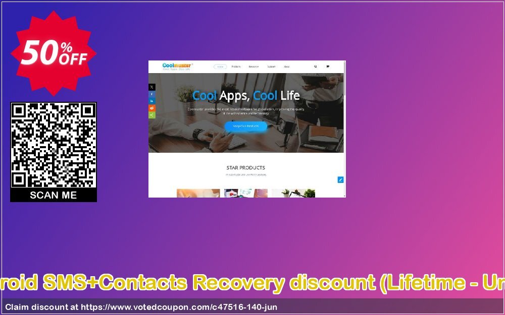 Coolmuster Android SMS+Contacts Recovery discount, Lifetime - Unlimited devices  Coupon, discount affiliate discount. Promotion: 