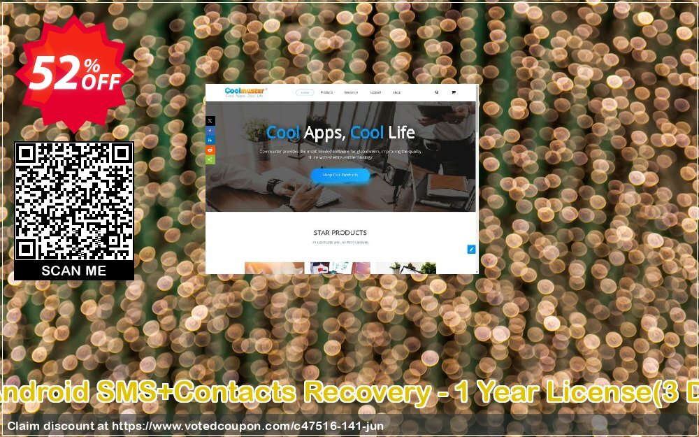 Coolmuster Android SMS+Contacts Recovery - Yearly Plan, 3 Devices, 1 PC  Coupon, discount affiliate discount. Promotion: 