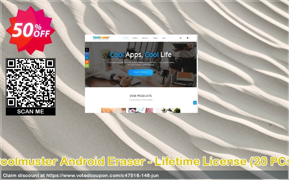 Coolmuster Android Eraser - Lifetime Plan, 20 PCs  Coupon, discount affiliate discount. Promotion: 