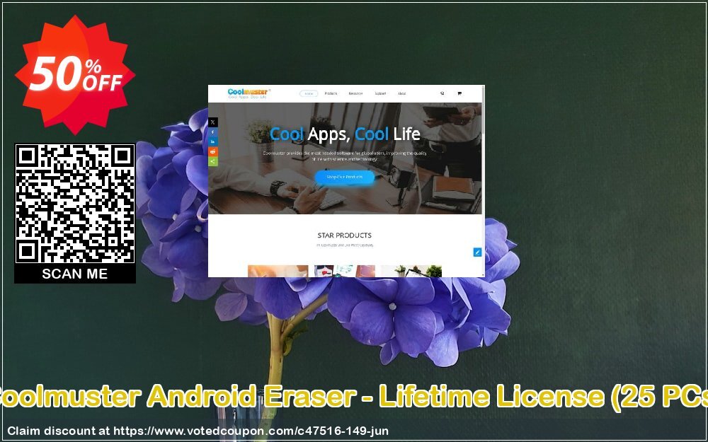 Coolmuster Android Eraser - Lifetime Plan, 25 PCs  Coupon, discount affiliate discount. Promotion: 