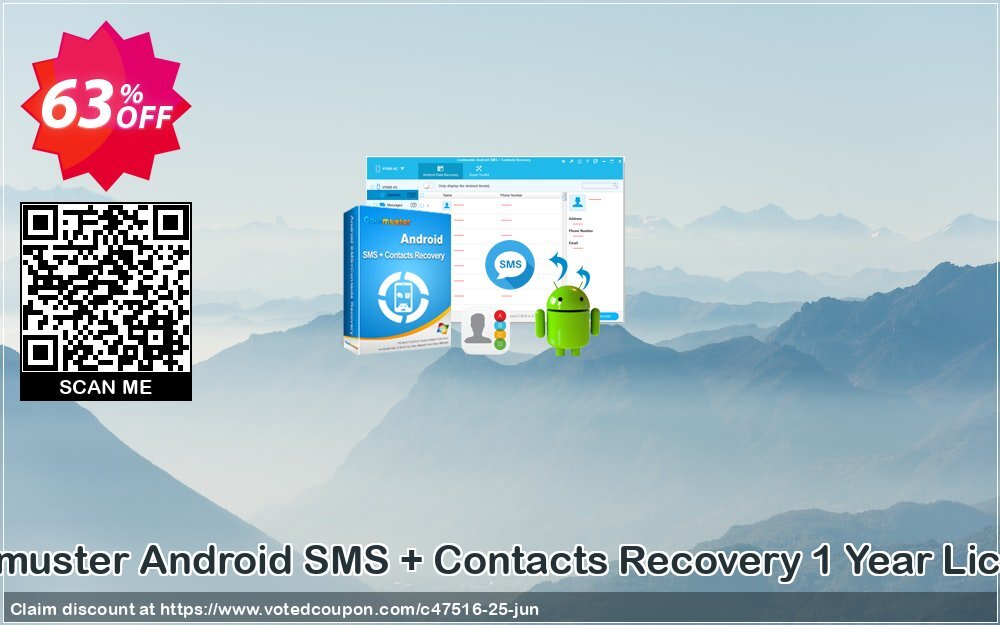 Coolmuster Android SMS + Contacts Recovery Yearly Plan Coupon, discount affiliate discount. Promotion: 